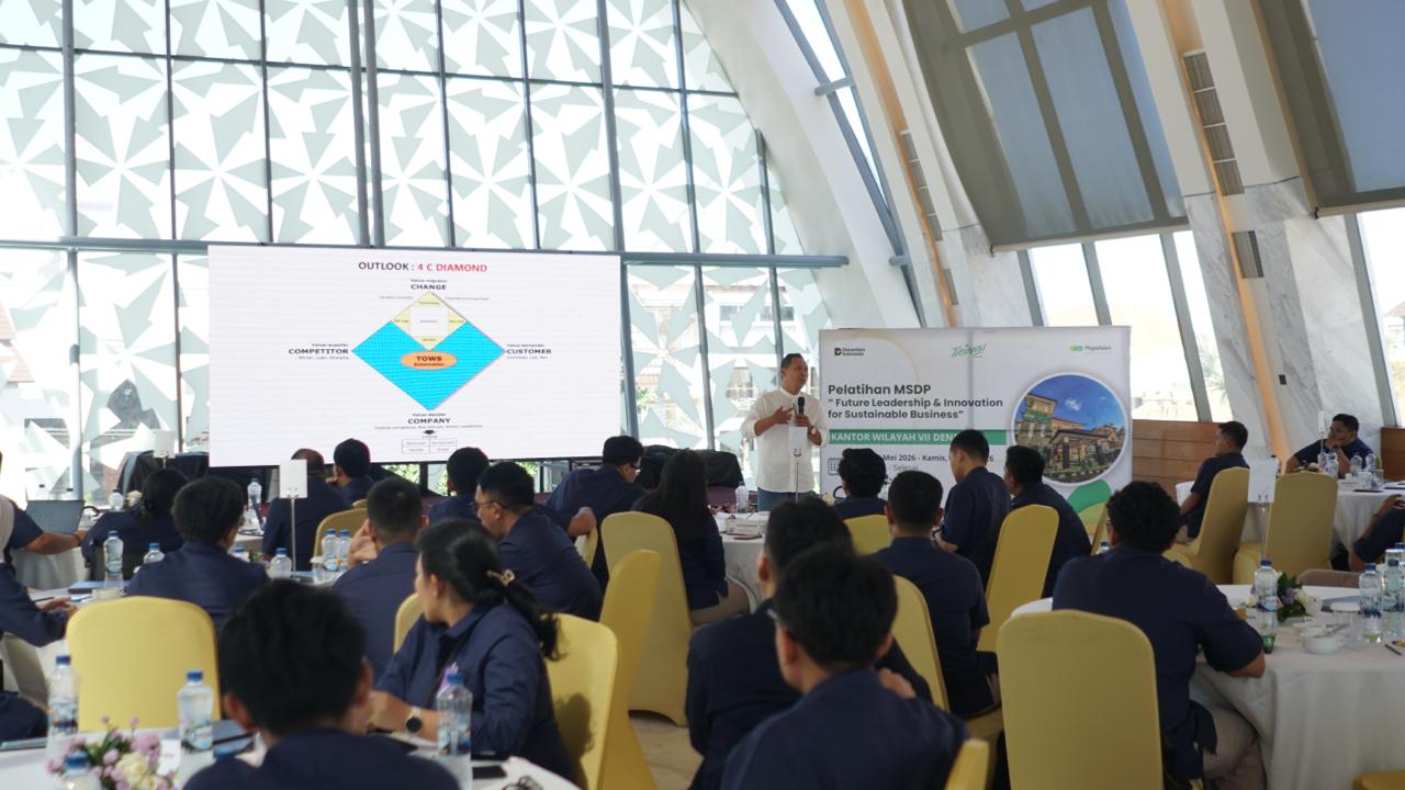 Pemberian materi Pelatihan Leadership Pegadaian Bali Nusra di Kuta, Bali bersama Coach Wira